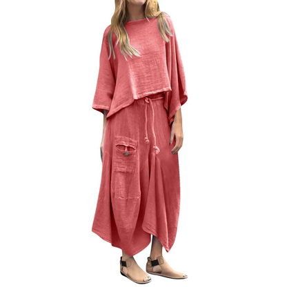 women's casual solid color loose skirt two-piece suit