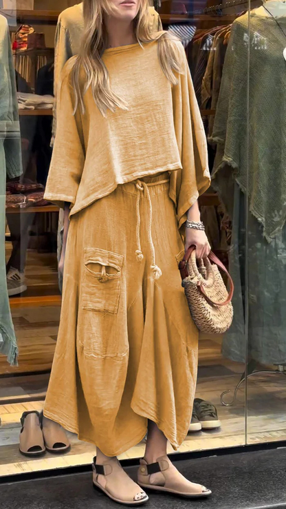 women's casual solid color loose skirt two-piece suit