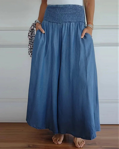 Women's Fashion Casual Wide-Leg Elastic-Waist Pants