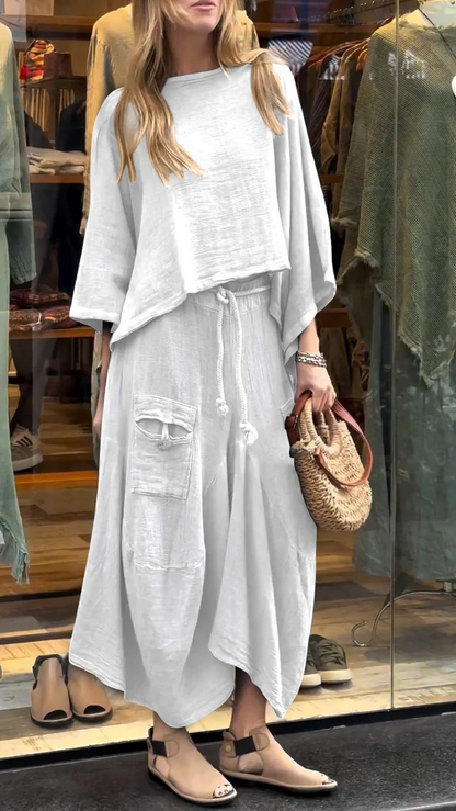 women's casual solid color loose skirt two-piece suit