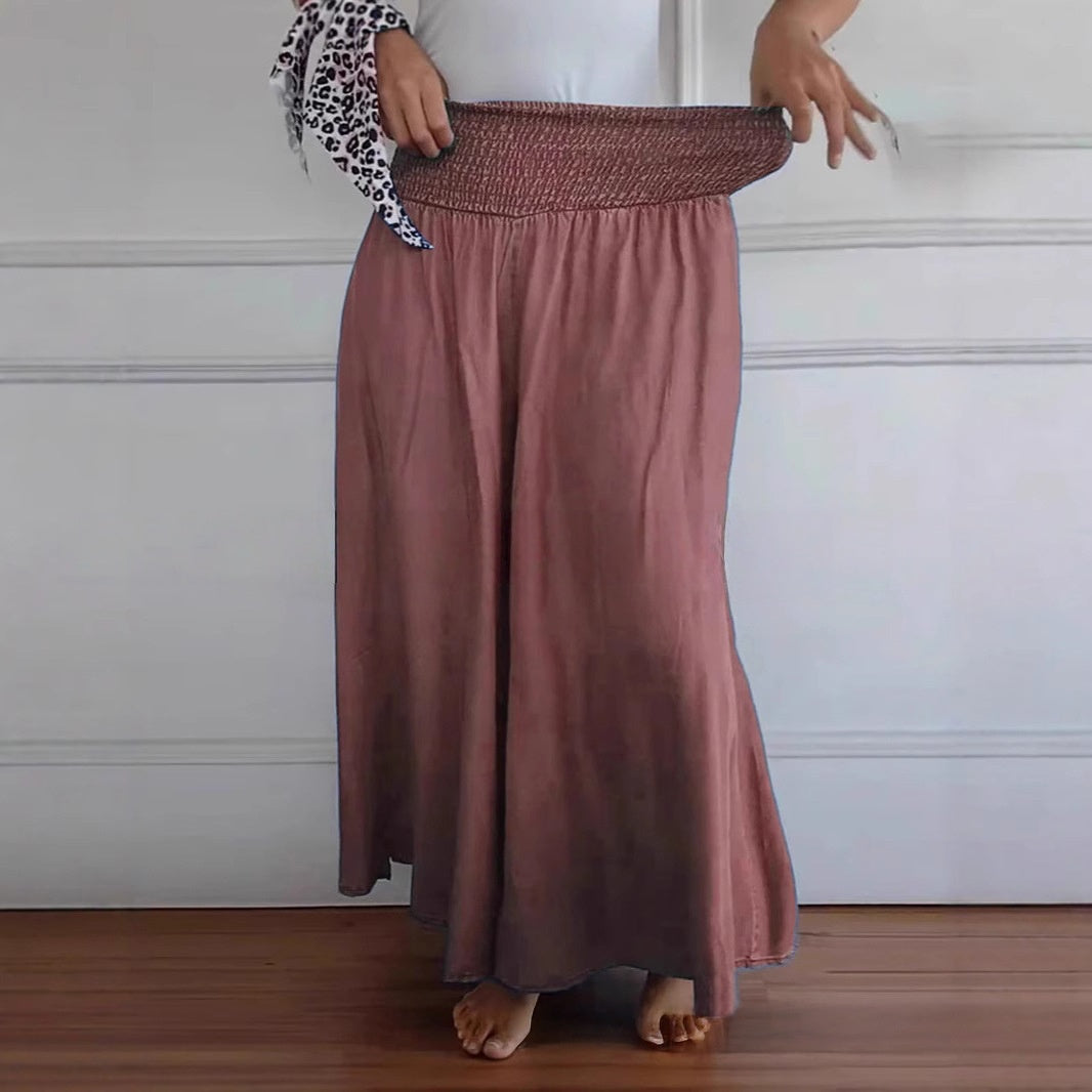 Women's Fashion Casual Wide-Leg Elastic-Waist Pants