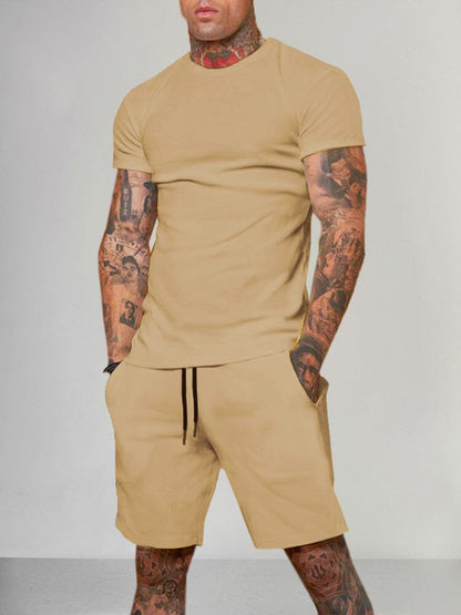 Solid Color Short Sleeve Casual Set