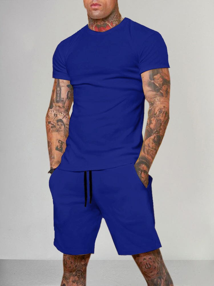 Solid Color Short Sleeve Casual Set