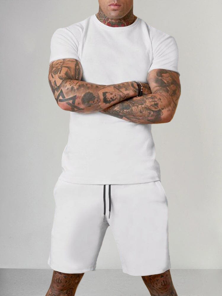 Solid Color Short Sleeve Casual Set