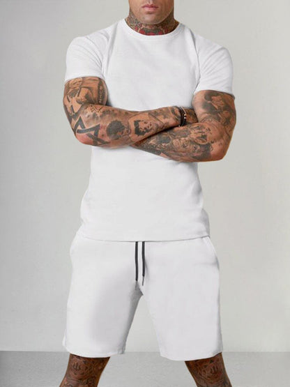 Solid Color Short Sleeve Casual Set
