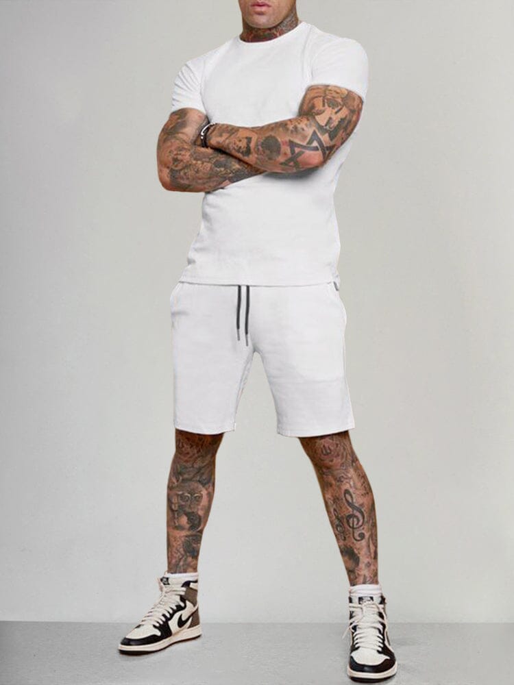 Solid Color Short Sleeve Casual Set