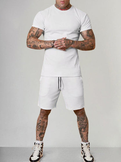Solid Color Short Sleeve Casual Set