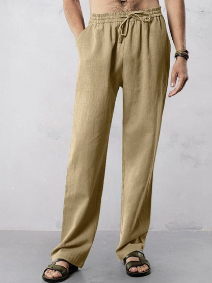 Casual Straight-Leg Cotton Linen Pants