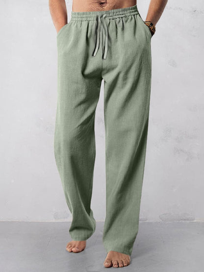 Casual Straight-Leg Cotton Linen Pants