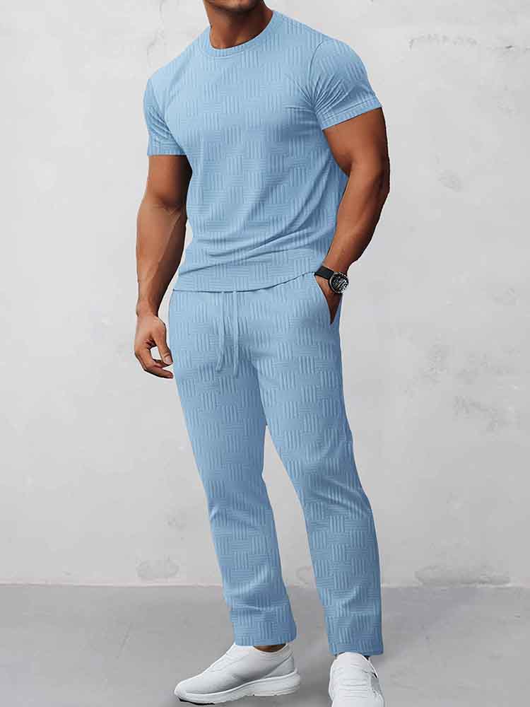 Athleisure Jacquard T-Shirt Pants Set