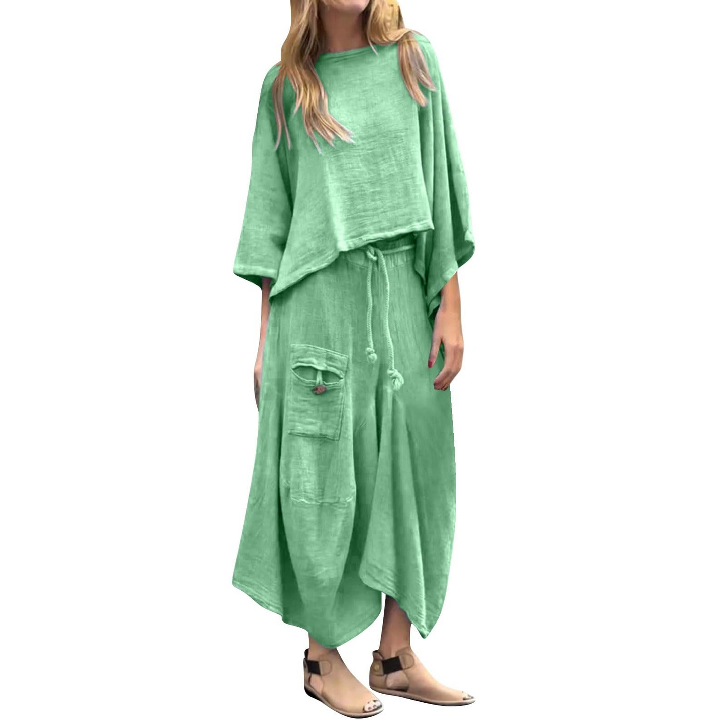 women's casual solid color loose skirt two-piece suit
