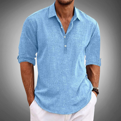 Classic high-quality cotton and linen shirt
