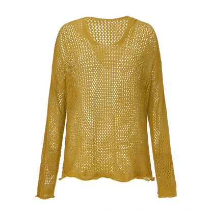 Knitted Hooded Lightweight Loose-Fit Sun-Protective Sweater