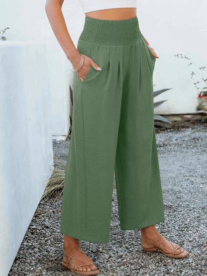 Women's Smocked Waist Wide Leg Palazzo Pants