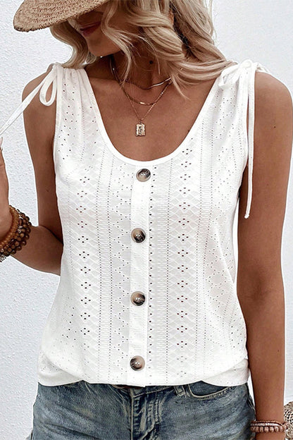 Solid Color U Neck Drawstring  Casual Tops