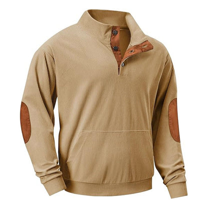 Men's Casual Long Sleeve Stand Collar Pullover Sweatshirts With Pocket