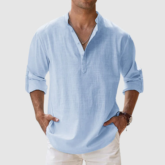 Men's  Summer Cotton Linen Casual Long Sleeve Shirt
