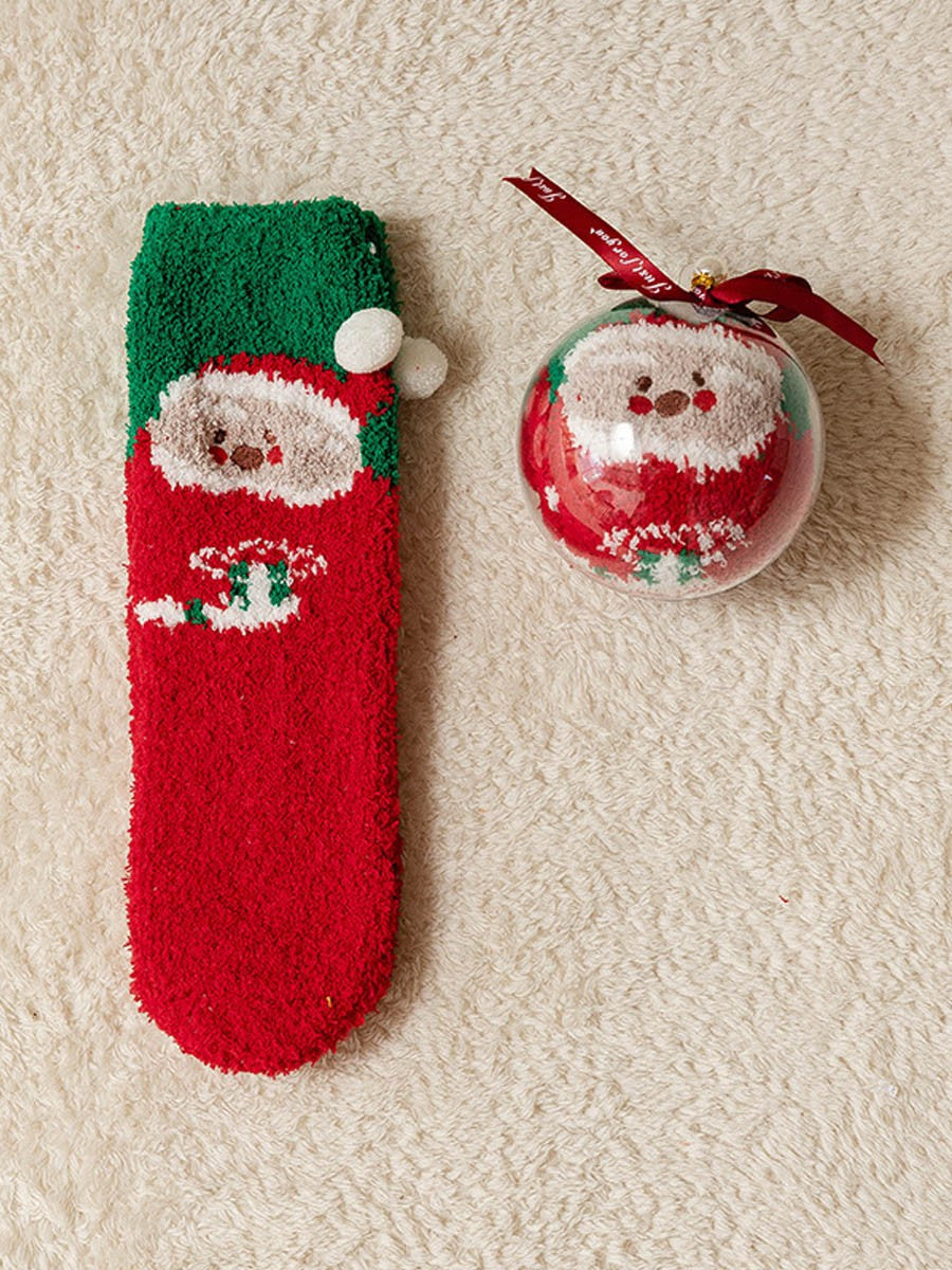 Christmas Ball Coral Fleece Socks Gift Box Christmas Gift Thickened Cartoon Sleep Socks
