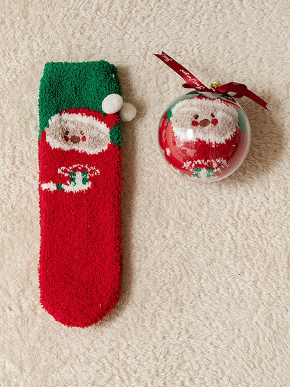 Christmas Ball Coral Fleece Socks Gift Box Christmas Gift Thickened Cartoon Sleep Socks