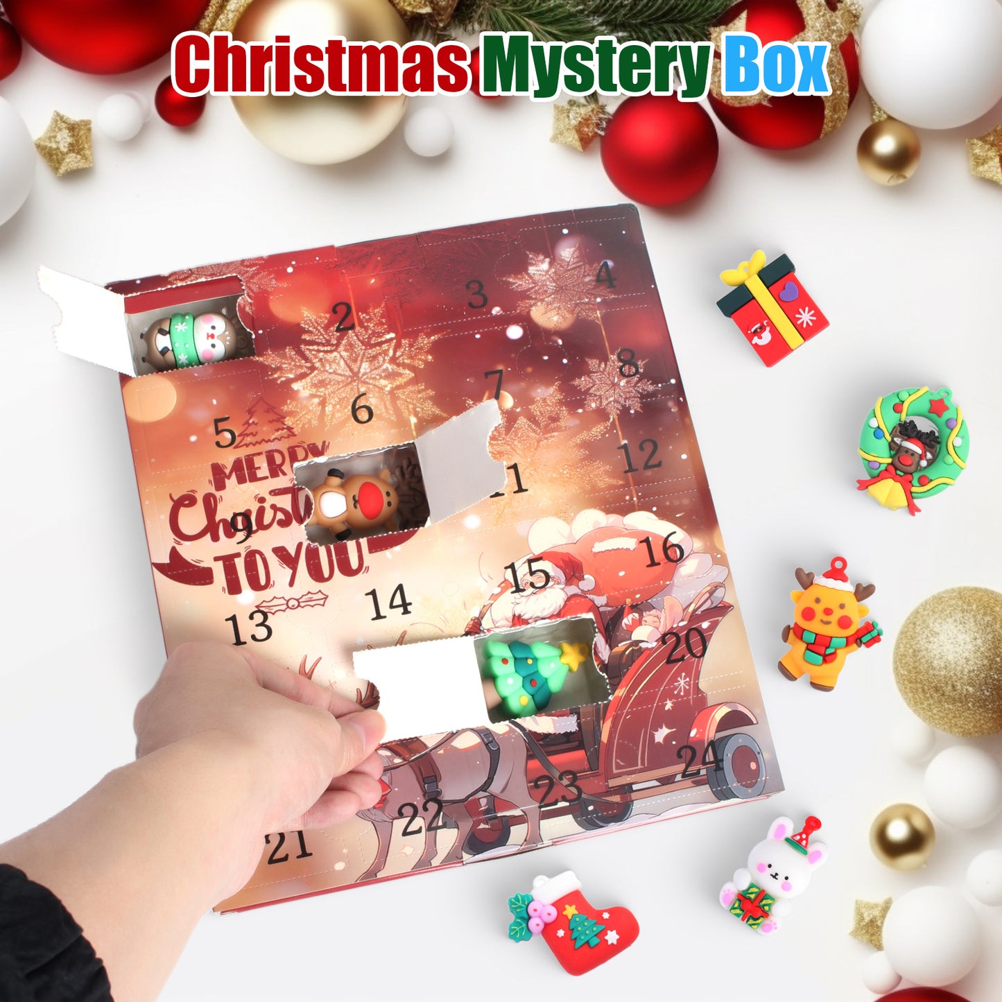 Christmas Advent Calendar Gift Box with 24 Surprises | Holiday Figures & Ornaments
