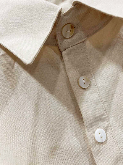 Men's Cotton Linen Pullover Shirt Collar Button Up Daily Hawaiian Long Sleeve Shirt