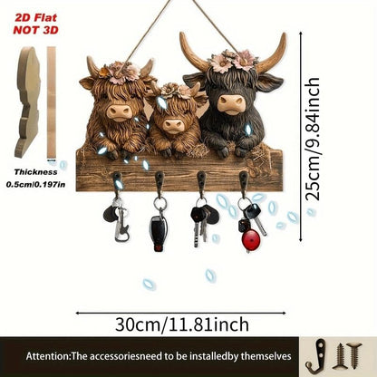 🎁Last Day Sale 49% OFF🎅2D Rustic Highland Cow Wooden Ornament 🐮