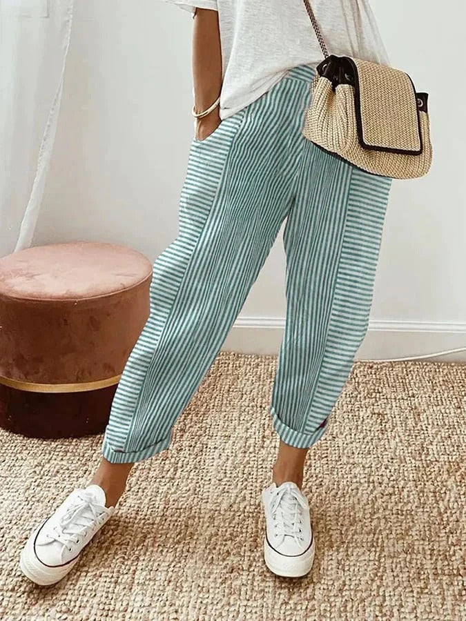 Classic Striped Cotton Trousers