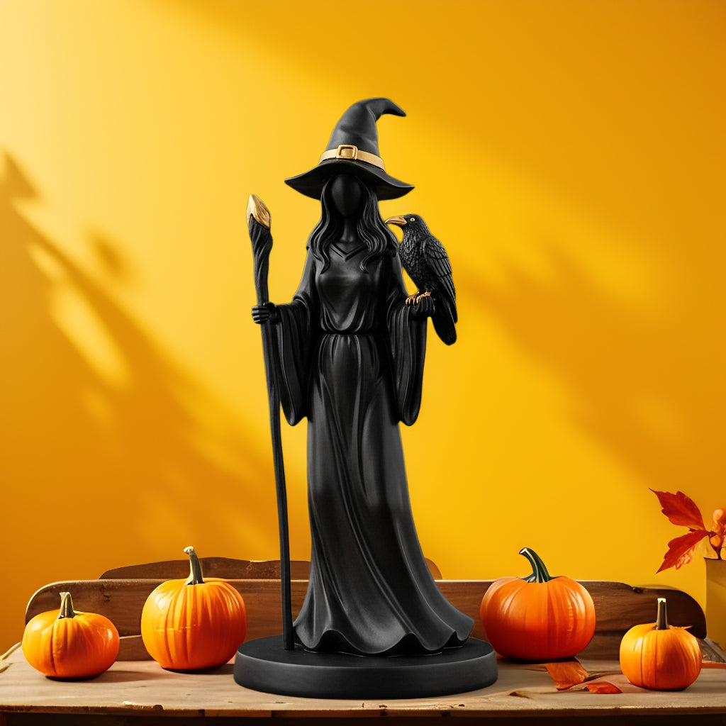 🔥Halloween Pre-sale🎃 Black Gold Staff Witch Sculpture