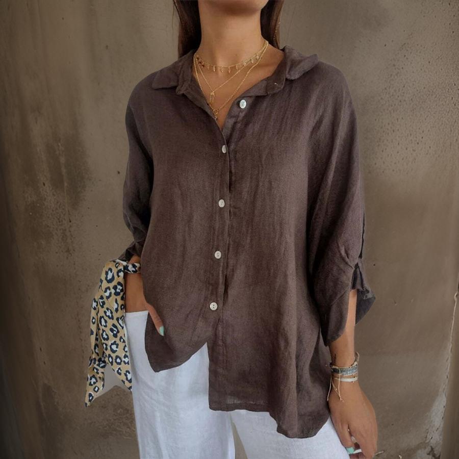 ELEGANT LINEN POLO BLOUSE