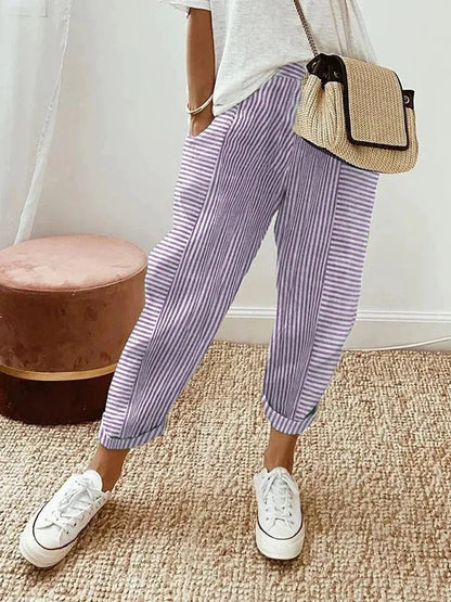 Classic Striped Cotton Trousers