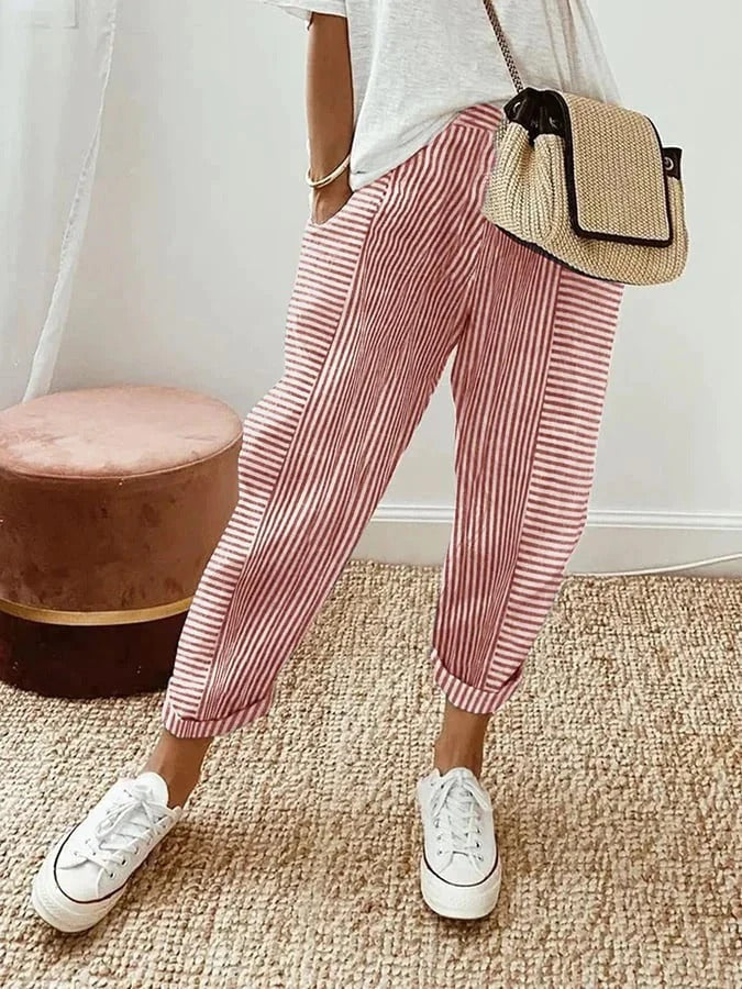 Classic Striped Cotton Trousers