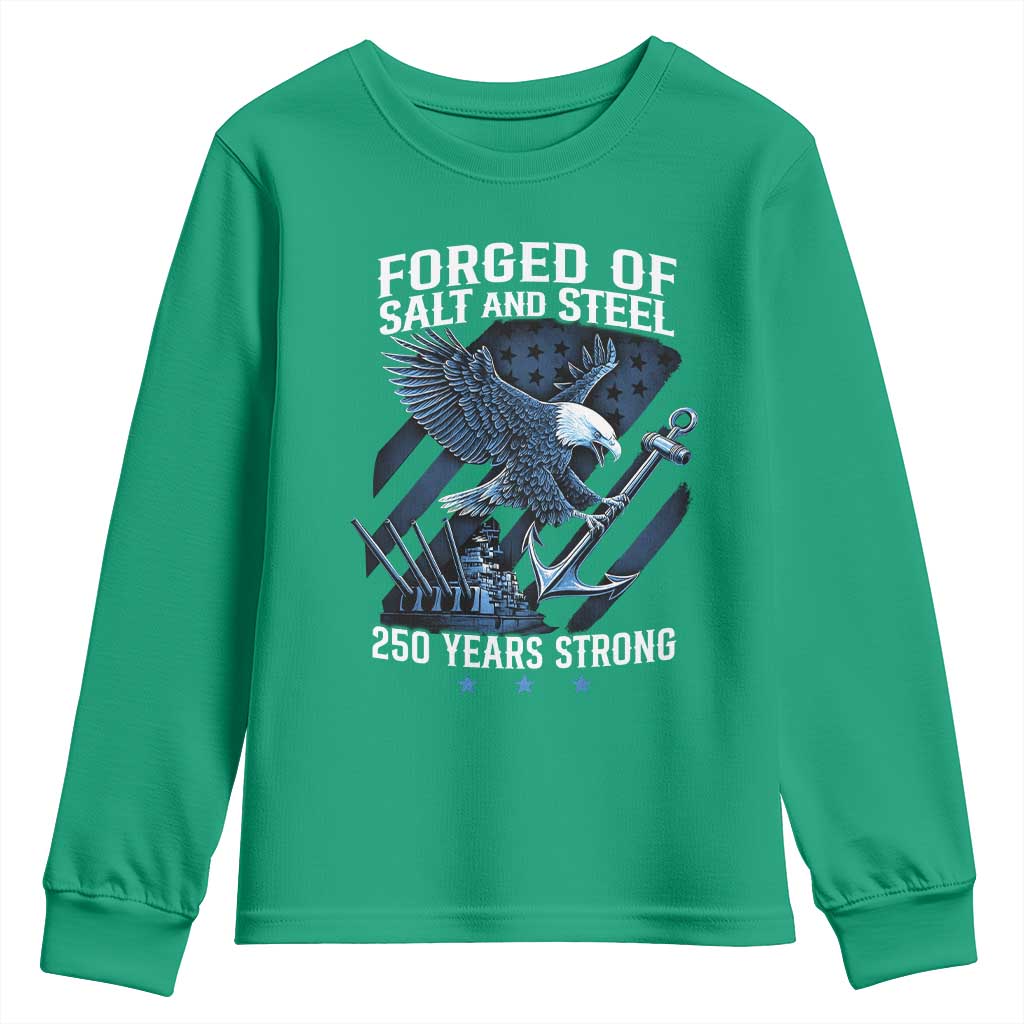 250th Anniversary Youth Sweatshirt Forged Of Salt And Steel 250 Years Strong