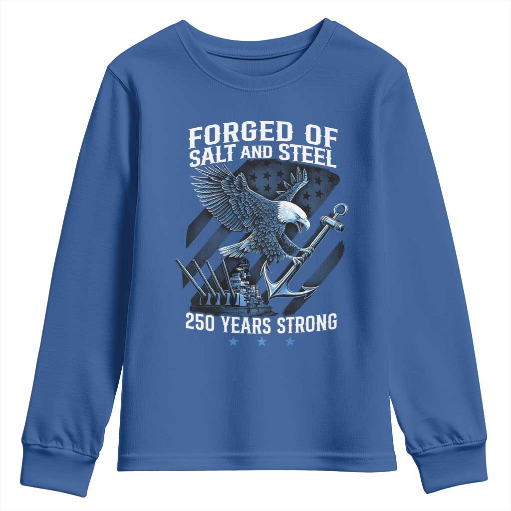 250th Anniversary Youth Sweatshirt Forged Of Salt And Steel 250 Years Strong